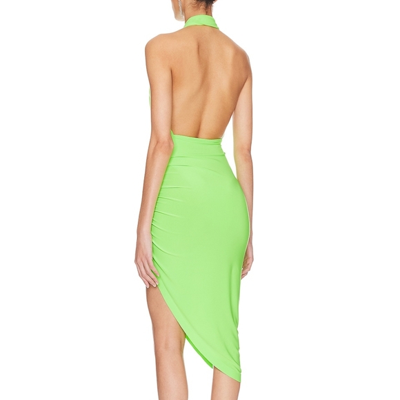 Norma kamali halter drape side gown lime green size M NWT - Picture 2 of 6
